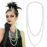 magicool 1920 Gatsby İnci Kolye – Vintage Uzun Beyaz İnci Kolye