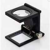 Magicool 28X28 mm Katlanır Sayaçlı Metal Lüp, 2 LED Işıklı Büyüteç Tekstil TH9005A