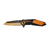 magicool 4171 Turuncu Kamp Çakı 21cm - Yarı Otomatik, Kemerlikli, Testere Detaylı