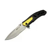 magicool 4191 Sarı Kamp Çakı 21cm - Yarı Otomatik, Kemerlikli, Testere Detaylı, Desenli Sap