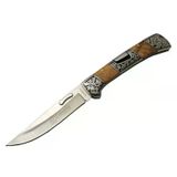 magicool A3159-d Kahverengi Kamp Çakı 23,5cm- Ahşap Sap, Kaplan İşlemeli, Kemerlikli
