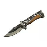 magicool A3189c Kahve Kamp Çakısı 23cm- Manuel, At İşlemeli Ahşap Sap, Özel Kutulu, Kılıflı