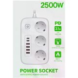 Magicool Akım Korumalı Priz ve Masaüstü Şarj Istasyonu Kablosuz 3 Priz ,4 Usb, 2 Type-C Girişli 2 Metre