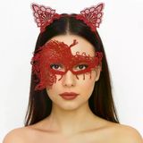 magicool Alevin Zarafeti Kırmızı Dantel Maske Ve Taç Seti 4 No – Kadın Kostüm Tamamlayıcı