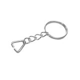 Magicool Anahtarlık Halkası, Halka + Zincir + Üçgen, 24MM, Gümüş, Nikel, 1 Adet