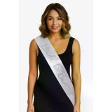 magicool Beyaz Saten Üzerine El Yazısı İtalik Gümüş Bride To Be Kuşağı 10 Cm Genişlik