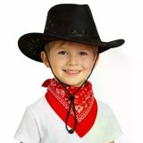 magicool Çocuk Kovboy Şapka Siyah Kırmızı Bandana Seti