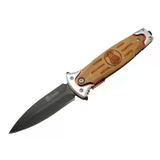magicool Fs 11031 Kahverengi Kamp Çakı 20cm- Police İşlemeli, Ahşap Sap, Kemerlikli, Cam Kırma Aparatlı