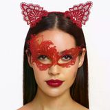 magicool Gizemli Kırmızı Dantel Maske Ve Taç Seti 1 No - Kostüm Seti