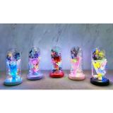 magicool Işıklı Müzikli Cam Fanus İçinde Lavantalı Romantik Gül Alk5001