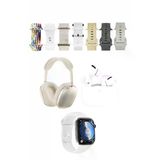 magicool K32 Kombo 7 Adet Kordon Akıllı Saat Airpods Kulaklık Kafa Üstü Kablosuz Kulaklık Set - Beyaz