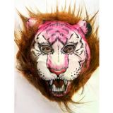 magicool Kahverengi Saçlı Pembe Yüz Kurt Maske Kaplan Maske Mega Peluş 26 No