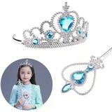 magicool Karlar Ülkesi Elsa Mavi Kalpli Taç Ve Mavi Asa Seti Çocuk Boy