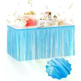 magicool Kendinden Yapışkanlı Makaron Mavi Püsküllü Masa Eteği – 75 X 275 Cm Parti Süslemesi