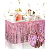 magicool Kendinden Yapışkanlı Rose Gold Metalize Püsküllü Masa Eteği – 75 X 275 Cm Parti Süslemesi