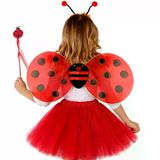 magicool Kırmızı Uğur Böceği Ateş Böceği Kostüm Seti - (tütü, Kanat, Taç, Asa)