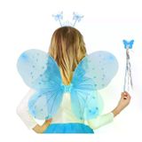magicool Mavi Kelebek Erkek-kız Seti – 50 Cm Kelebek Kanadı, Taç Ve Asa