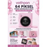 Magicool Mini Dijital Kamera 64MP 16X Digital Zoom Retro Vintage 1.4’’ekranlı Video Kamera Taşınabilir Tasarım Pembe