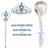 magicool Örgülü Karlar Ülkesi Frozen Elsa Peruğu Tacı Ve Sopası Çocuk Boy