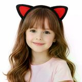 magicool Peluş Kedi Kulak Taç Kırmızı Siyah – Çocuk Parti Kostüm Tacı