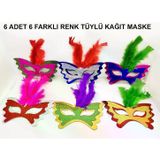 magicool Renkli Parti Maskesi 639lı | Tüylü Karton Maske Seti (lastikli)
