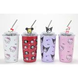 Magicool Sanrio Hello Kitty & Kuromi Figürlü Isı Muhafazalı Metal Pipetli Çelik Kupa ALK4428
