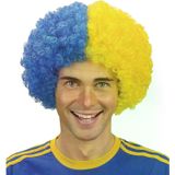 magicool Sarı Lacivert Kıvırcık Afro Bonus Peruk Taraftar Bonus Saç