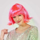 magicool Şeker Pembe Renk Parti Peruğu Küt Saç