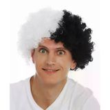 magicool Siyah Beyaz Kıvırcık Afro Bonus Peruk Taraftar Bonus Saç
