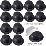 magicool Siyah Renk Simli Melon Yuvarlak Parti Şapkası 12 Adet
