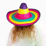 magicool Sombrero Meksika Şapkası Renkli Örme Hasır Çocuk Boy