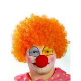 magicool Turuncu Renk Kıvırcık Afro Bonus Peruk Takma Saç Ve Kırmızı Burun Seti