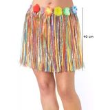 magicool Yetişkin Ve Çocuk Uyumlu Rengarenk Püsküllü Hawaii Luau Hula Etek 40 Cm