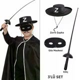 magicool Zorro Kostüm Seti 3’lü Çocuk – Şapka, Maske Ve Kılıç