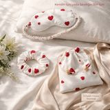 Magicpink Velvet Night SweetHeart Mini Night Set (Uyku Gözlüğü , Toka ve Kese) - SweetHearts (%100 Pamuklu)