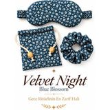 Magicpink Velvetnight Bloom Uyku Göz Bandı Toka Kese Set - Mavi