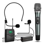 Magicvoice Mv-1305Ye Uhf 1 El + 1 Yaka + 1 Kafa Ekranlı Kablosuz Telsiz Mikrofon
