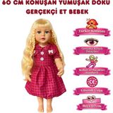 Magicway 60 cm Türkçe Konuşan Et Bebek Gerçek Bebek Hissi %100 Gerçekçi Yumuşak Doku Hareketli Vücut Oyuncak - Bordo