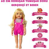 Magicway 60 cm Türkçe Konuşan Et Bebek Gerçek Bebek Hissi %100 Gerçekçi Yumuşak Doku Hareketli Vücut Oyuncak - Pembe