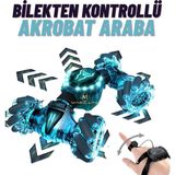 Magicway Bilekten Kontrol El Sensörlü ve Uzaktan deKumandalı LED Işıklı 4x4 Çift Kumandalı Drift Atan Yan Yan Giden 360 Derece Dönebilen Akrobat Araba - Parlak Mavi