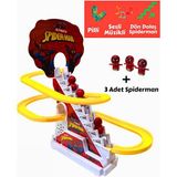 Magicway Dön Dolaş Spiderman Oyunu Işıklı Müzikli Pilli Merdivenden Çıkıp Kaydıraktan Kayan Yavru Spider-Man - Kırmızı