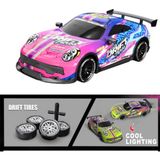 Magicway Drift Atan Turbo Rapid Araba Sarjlı Neon Renk Tasarımlı Altından LED Işıklı Yedek Lastikli - Pembe
