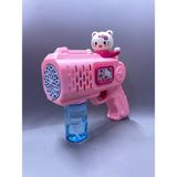 Magicway Karakterli Köpük Tabancası Büyük Boy Mega Işıklı Pilli Otomatik Baloncuk Makinesi Bubble Gun Sürekli Baloncuk Çıkar - Pembe