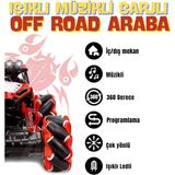 Magicway Müzikli Işıklı Sarjlı Drift Atan 4x4 Yüksek Performanslı 360° Dönen Yan Yan Giden Akrobat Off Road Arazi Aracı Oyuncak Araba - Kırmızı