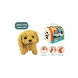 Magicway Sesli Yürüyen Taşıma Çantalı Hareketli Pilli Peluş Köpek Aksesuarlı Set Pet Shop Kafesli Taşınabilir