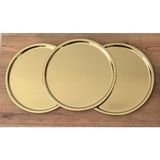 Maglor 3 Adet Gold Paslanmaz Çelik 21 cm Yuvarlak Çay Kahve Pasta Servis Tepsisi Dekoratif Sunum Tepsisi