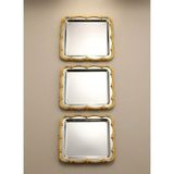 Maglor 3 Adet Kare - Gold Çerçeveli ( Çerçeve Plastik ) Paslanmaz Çelik Sunum Dekoratif Tepsi - 22 cm