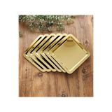 Maglor Lüx 6'lı Kare Gold 22x22 cm Paslanmaz Çelik Kahve Sunum Dekoratif Sunum Tepsisi