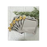 Maglor Lüx 6'lı Kare Gümüş Zamak Kelebek Aksesuarlı 22x22cm Paslanmaz Çelik Kahve Sunum Tepsisi
