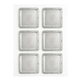 Maglor Lüx 6'lı Kenar Kabartmalı Komple Çelik Kare Gümüş Renk 22x22 cm Kahve Sunum Tepsisi